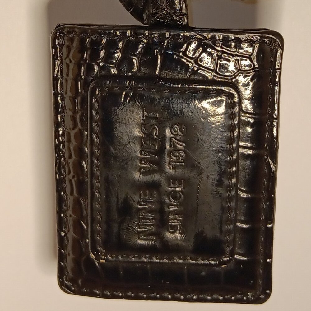Nine West Vintage Black Leather Keychain Fob Charm